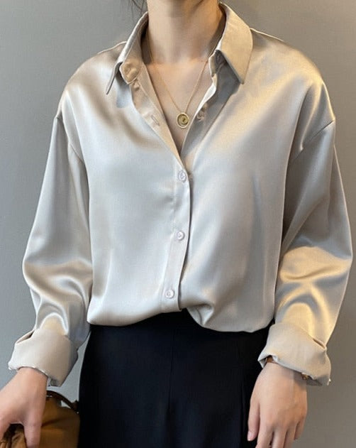 DARIA SATIN SHIRT Apricot