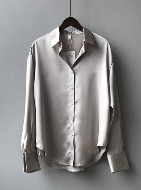 DARIA SATIN SHIRT Gray