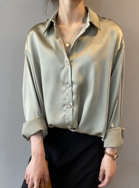 DARIA SATIN SHIRT Green