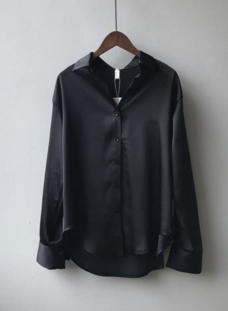 DARIA SATIN SHIRT Black