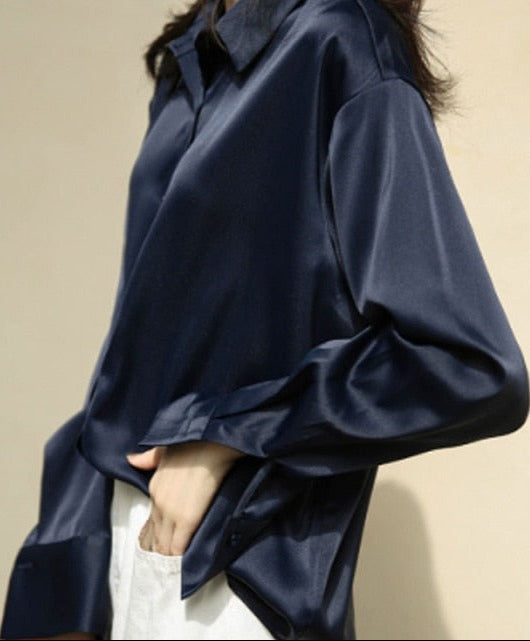 DARIA SATIN SHIRT Royal Blue