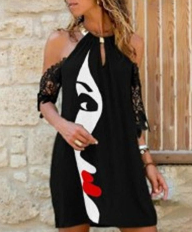 ELLADA HALTER DRESS 03 Black Face
