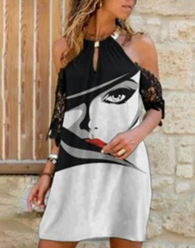 ELLADA HALTER DRESS 03 White Face