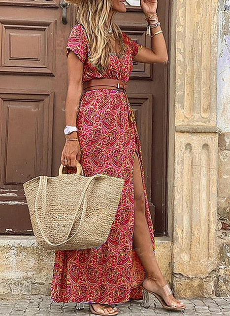 SOIZIC BOHO LONG DRESS Big Red