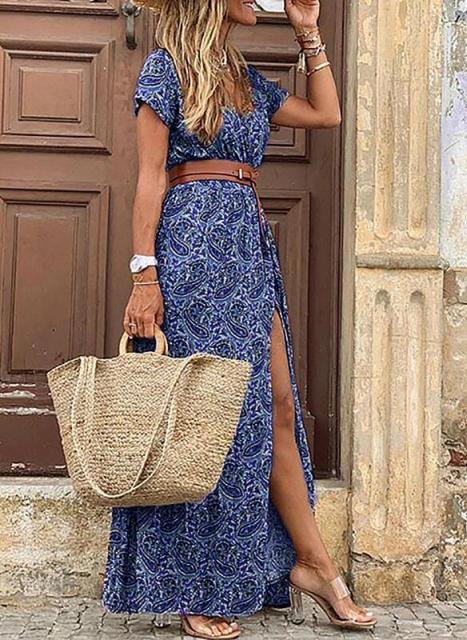 SOIZIC BOHO LONG DRESS Blue