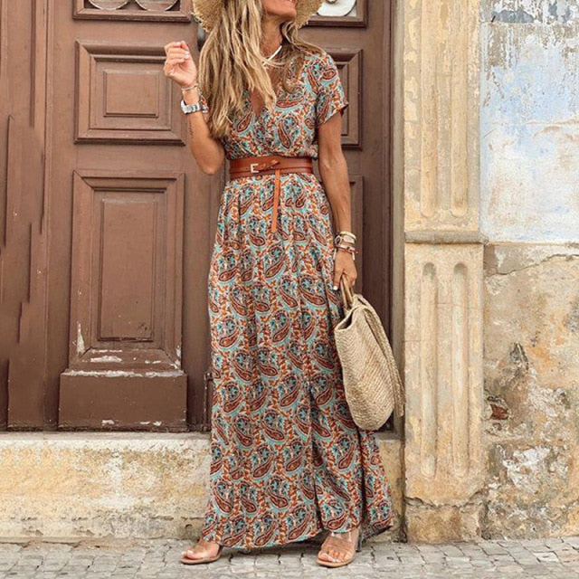 SOIZIC BOHO LONG DRESS Brown