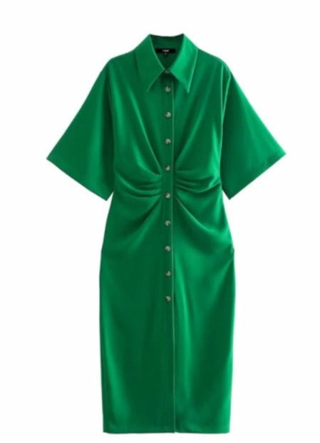VITTA DRAPED DRESS Green