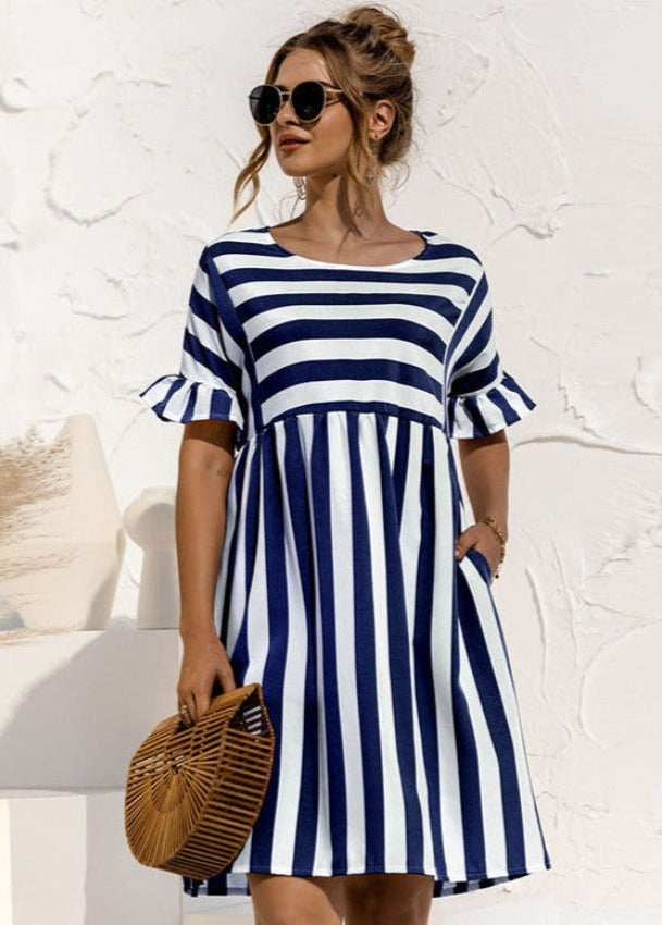 CUTE STRIPED DRESS WDA4012-BLUE