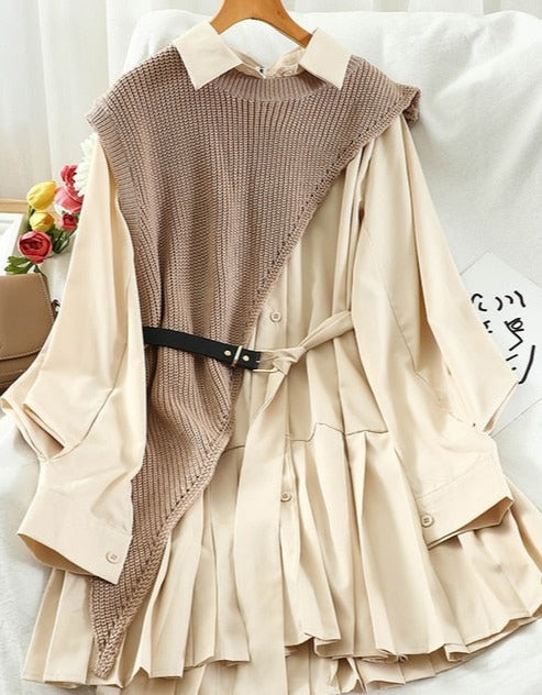 ELVIRA KNIT VEST DRESS One Size Apricot