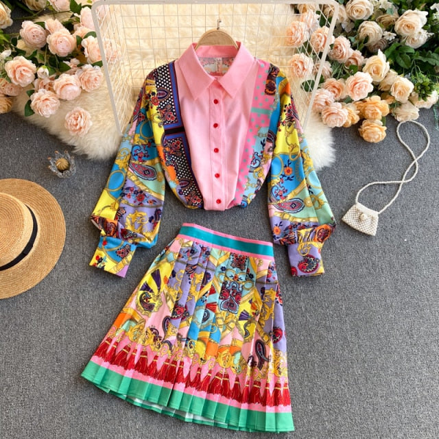 Barocco Skirt Suit pink1