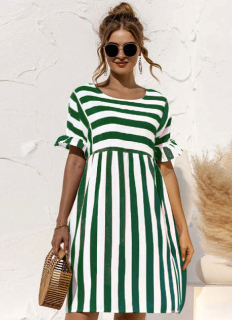 CUTE STRIPED DRESS WDA4012-GREEN