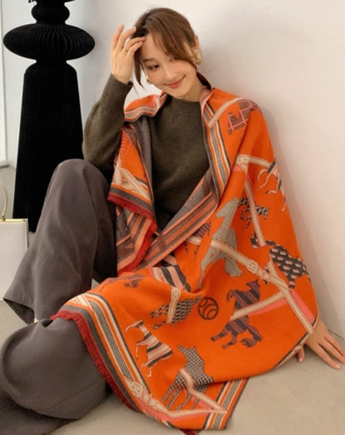 ELVIRA OVERSIZED SCARF Y9-5-Orange