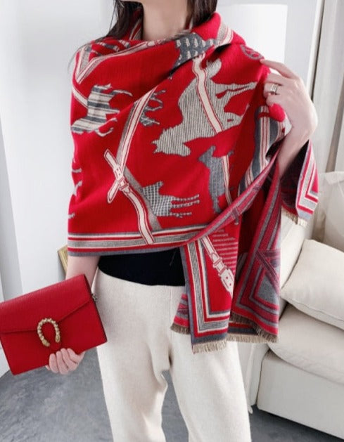 ELVIRA OVERSIZED SCARF Y9-3-Red