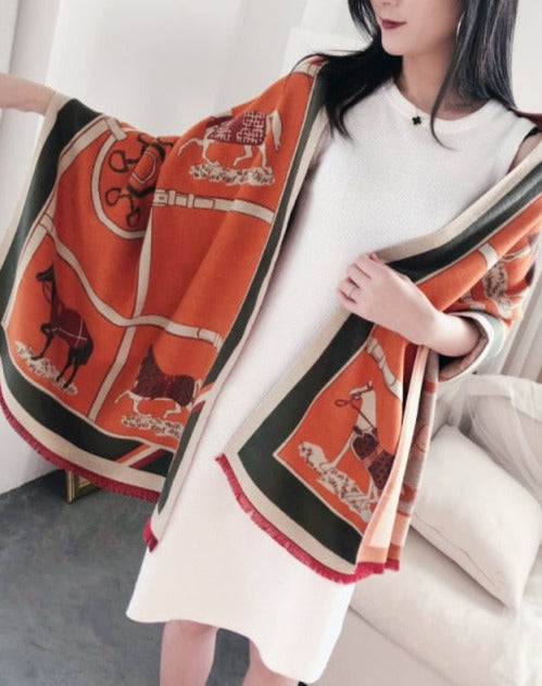 ELVIRA OVERSIZED SCARF Y18-2-Orange