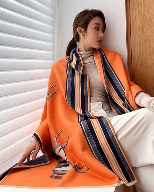 ELVIRA OVERSIZED SCARF Y15-1-Orange