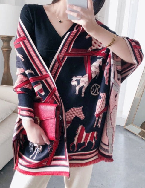 ELVIRA OVERSIZED SCARF Y9-4-Black