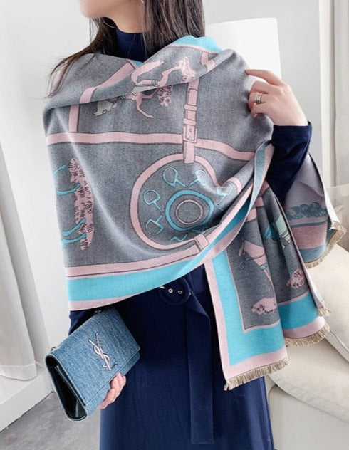 ELVIRA OVERSIZED SCARF Y18-5-Gray