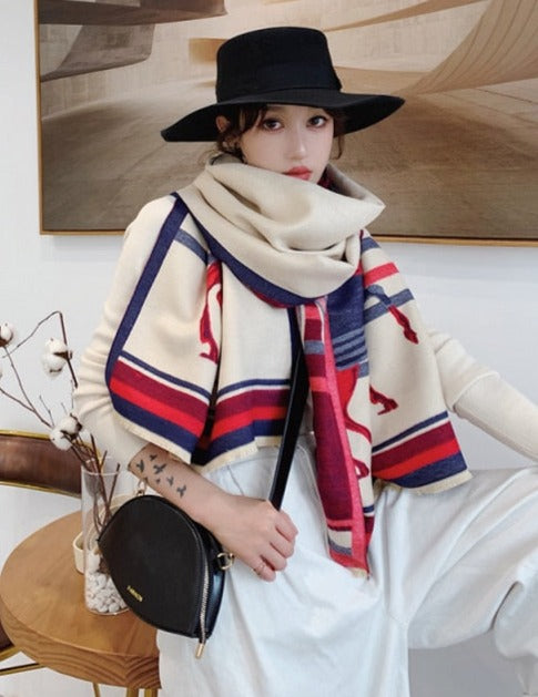 ELVIRA OVERSIZED SCARF Y25-4-Beige red