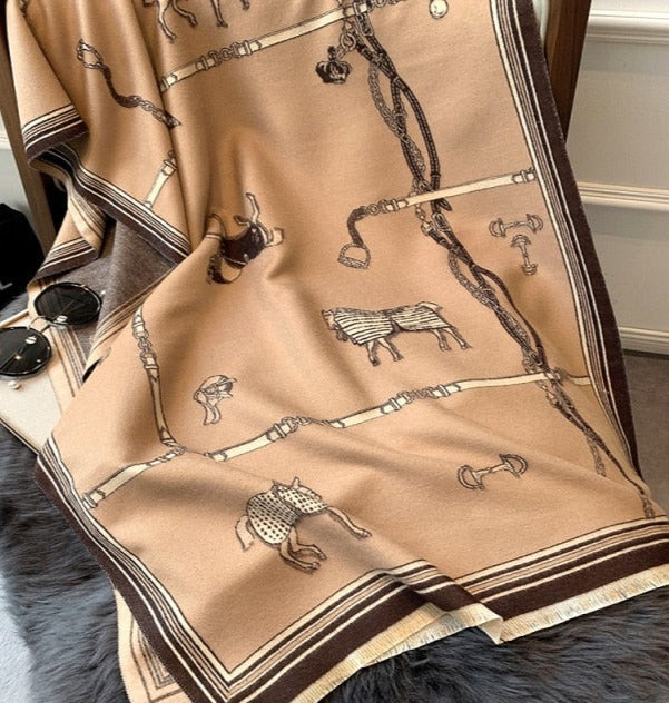 ELVIRA OVERSIZED SCARF YX32-4-Black beige