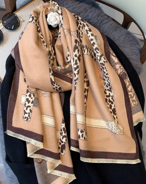 ELVIRA OVERSIZED SCARF YX55-3-Beige