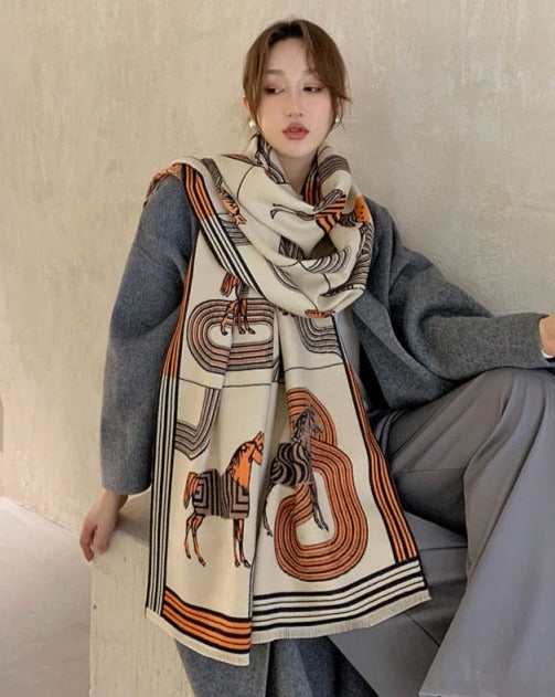 ELVIRA OVERSIZED SCARF YX57-1-Beige