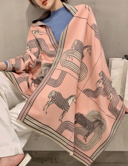 ELVIRA OVERSIZED SCARF YX57-2-Pink