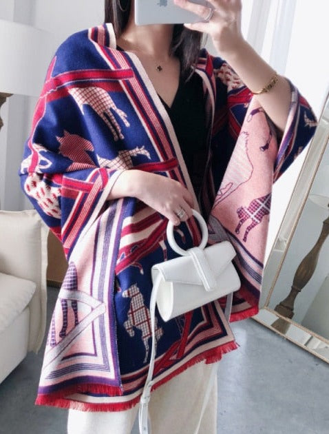 ELVIRA OVERSIZED SCARF Y9-1-Navy