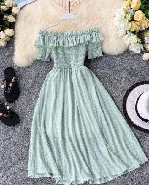 NINNO OFF-SHOULDER DRESS green One Size