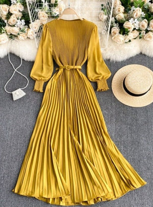 ANABEL PLEATED DRESS Yellow One Size