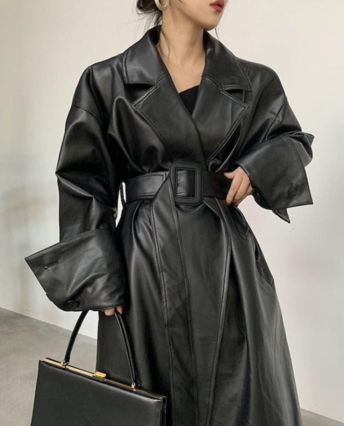 ZHUNNA LABLE TRENCH Black
