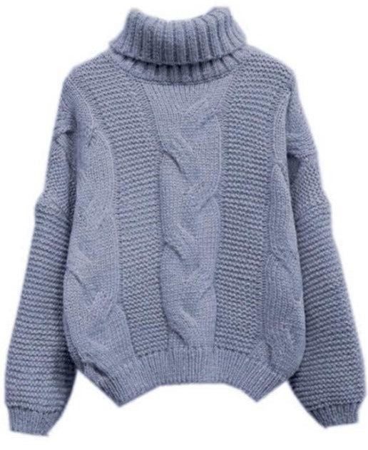 MALIKA KNIT SWEATER One Size Grey Blue Sweater