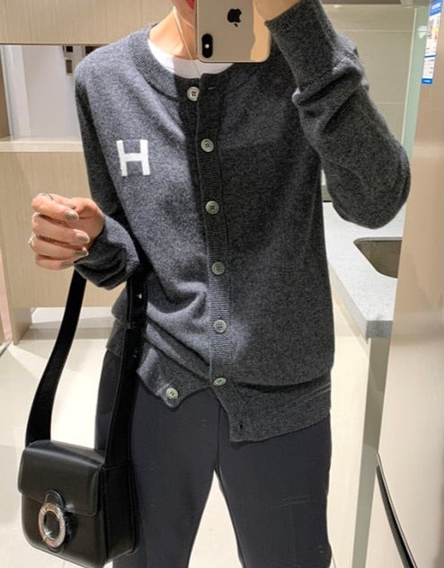 VILLON KNIT CARDIGAN Gray