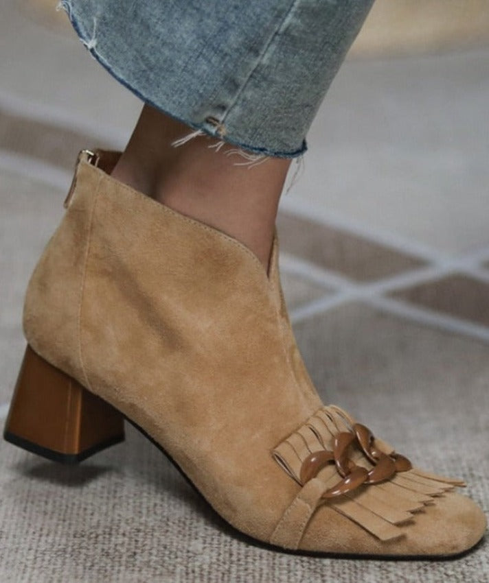 MONA ZIPPER ANKLE BOOTS Dark Beige