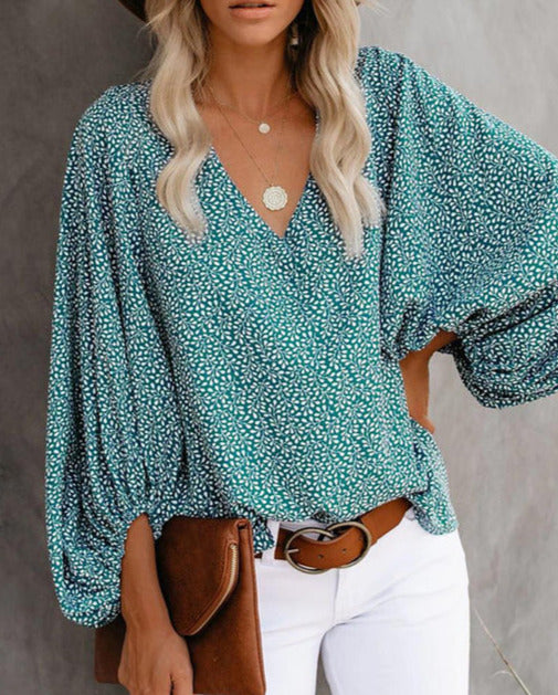 TRACY PRINTED BLOUSE Teal