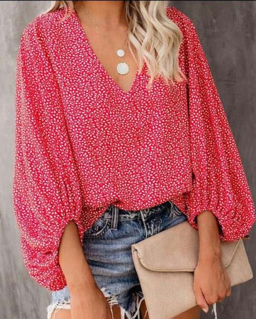 TRACY PRINTED BLOUSE Red