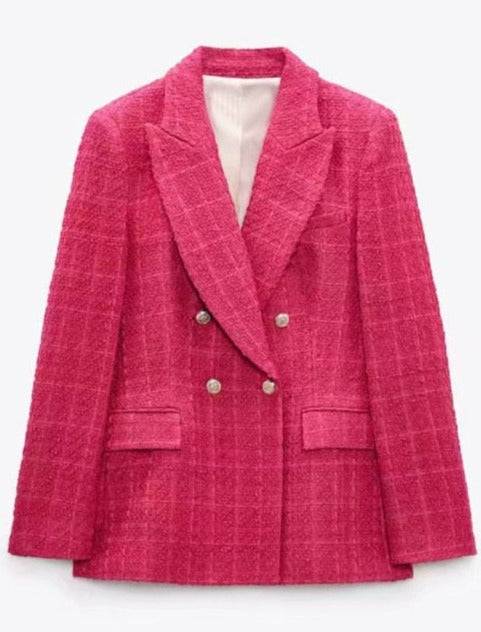 NOELLA COLOR TWEED BLAZER Rose Red