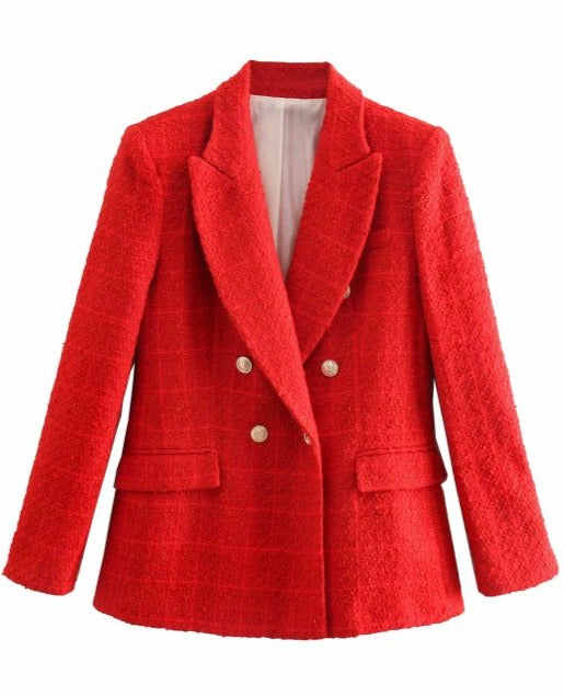 NOELLA COLOR TWEED BLAZER Red