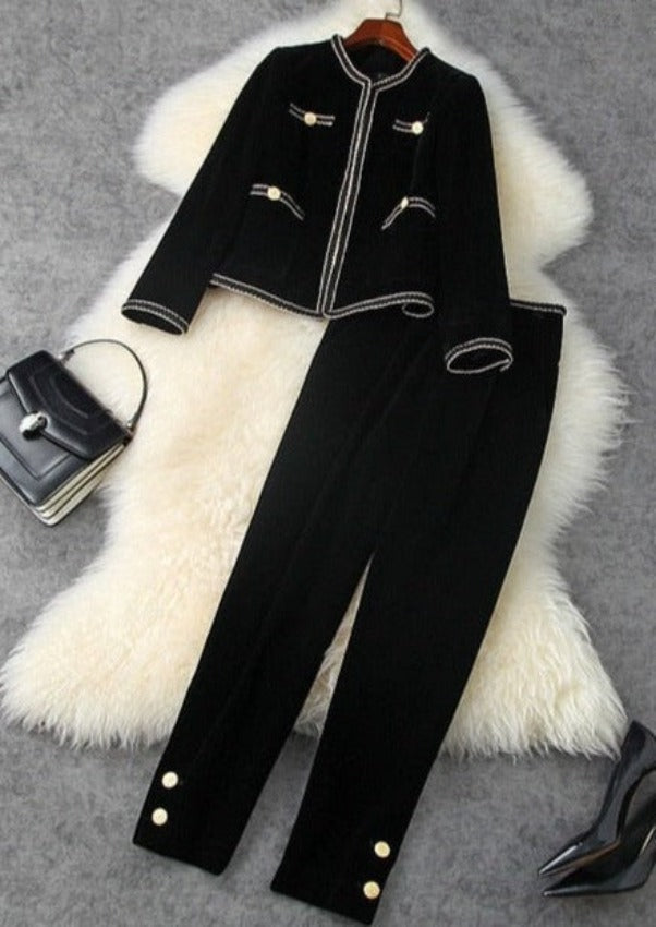 RINEY VELVET BLAZER & PANTALONE Blck Velvet
