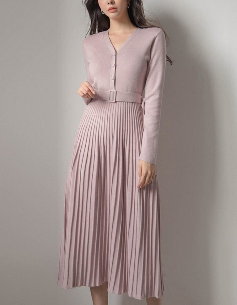CASSANDRA BELTED DRESS Pink One Size