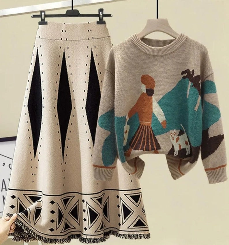 KATTY COZY SKIRT & TOP Beige Skirt