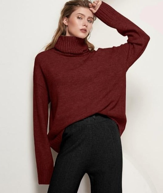 MY BASIC LOVELY SWEATER One Size Wine Red