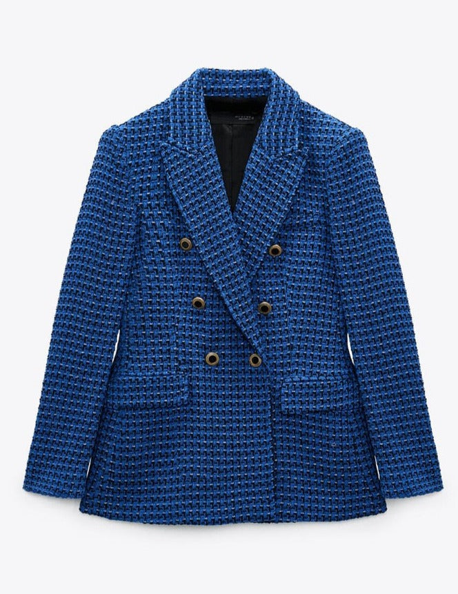 NOELLA COLOR TWEED BLAZER Navy Check