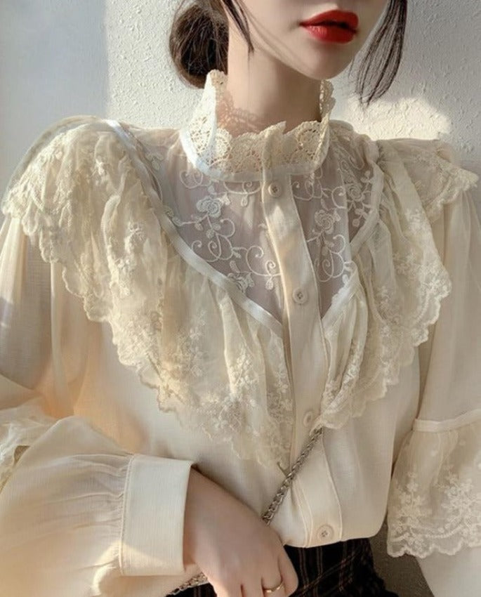 FIONA RUFFLED BLOUSE Ivory