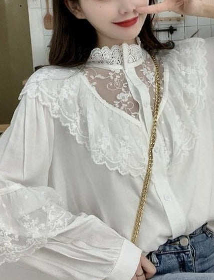 FIONA RUFFLED BLOUSE White