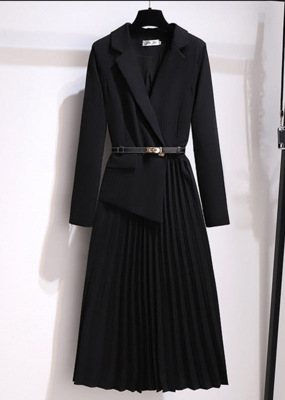 TARRA BLAZER PLEATED DRESS Black