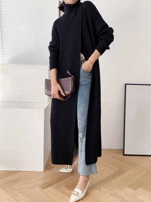 VERA LONG KNIT TOP One Size Black