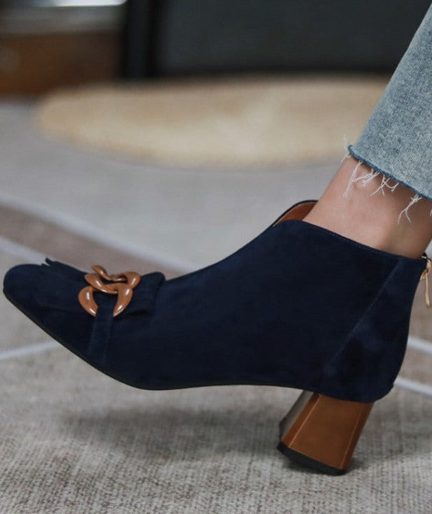 MONA ZIPPER ANKLE BOOTS Navy