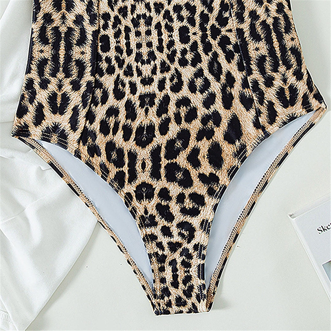 Leopard Underwire Bra Cup One Piece Swimsuit
