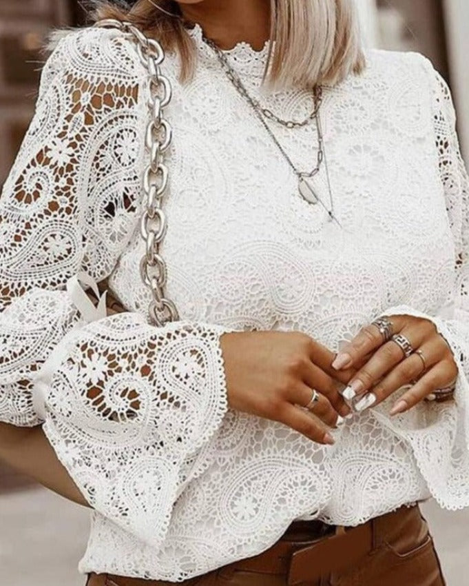 CIARA FEMININE LACE TOP White