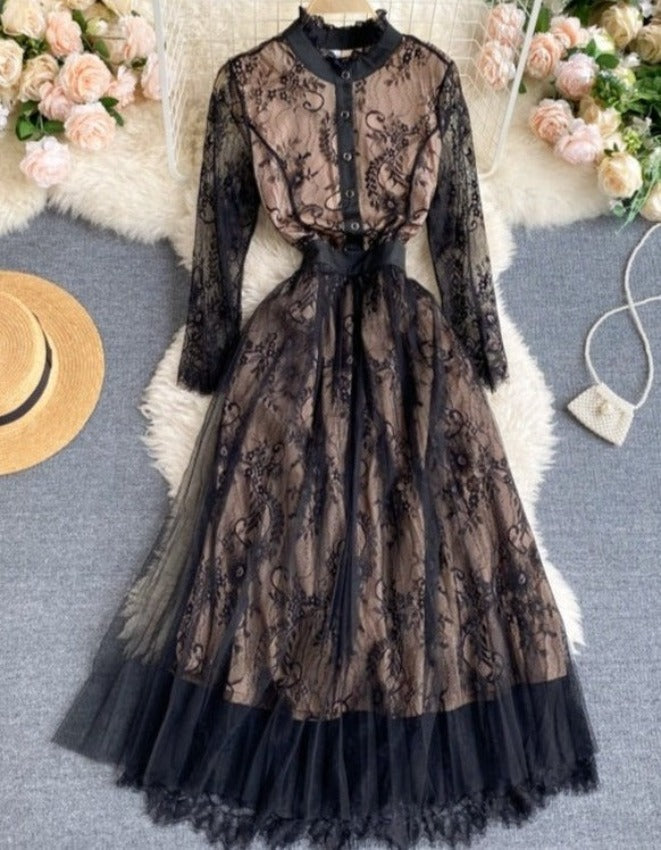 ELDARIA LACE DRESS black